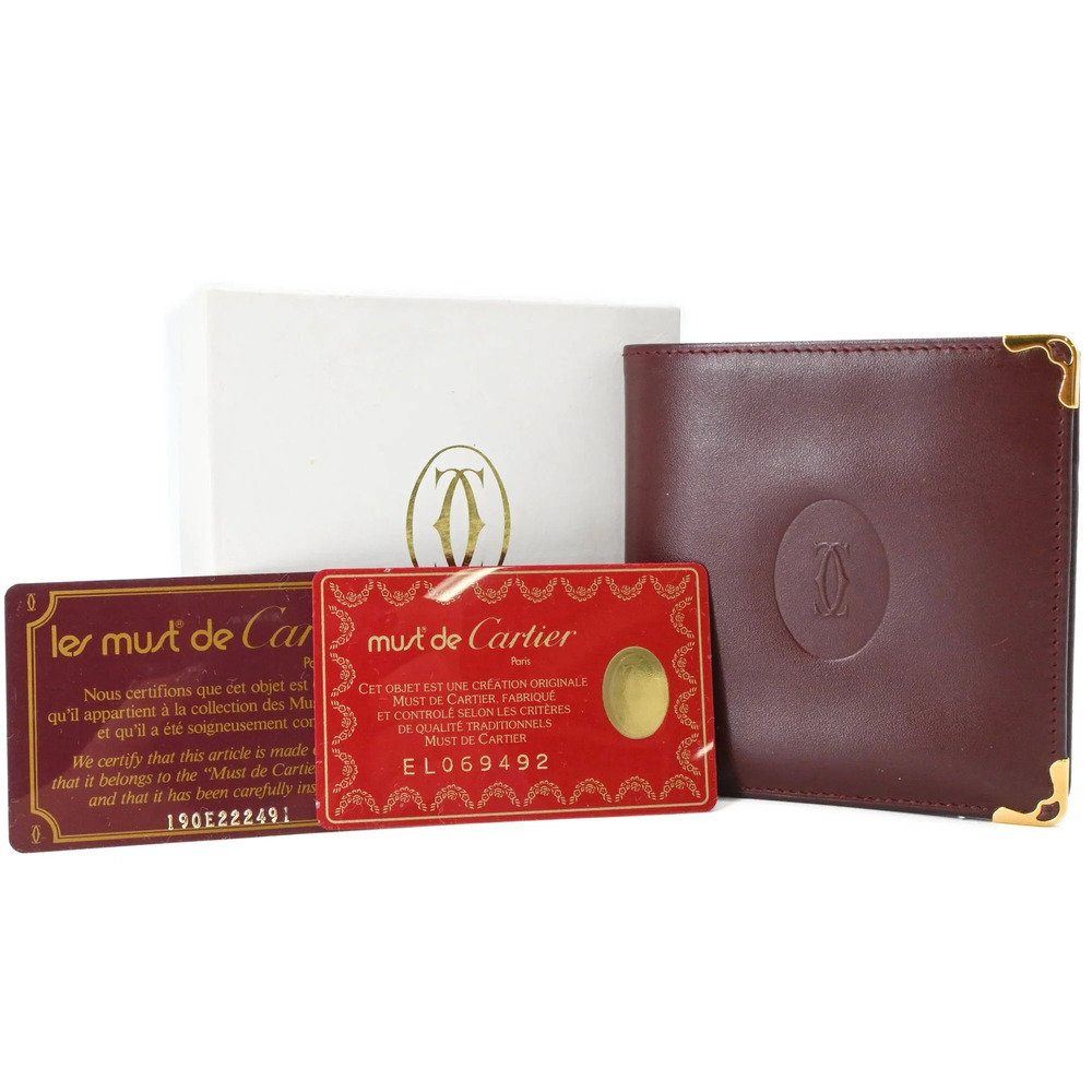 Cartier Must Line Bi-fold Wallet Compact Bordeaux